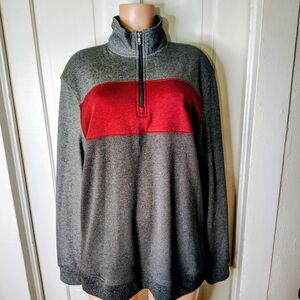 Izod Men's Gray and Red Zip-Up Sweater